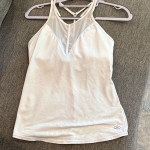 ALO Yoga Cream Tank Top with Sheer Detail